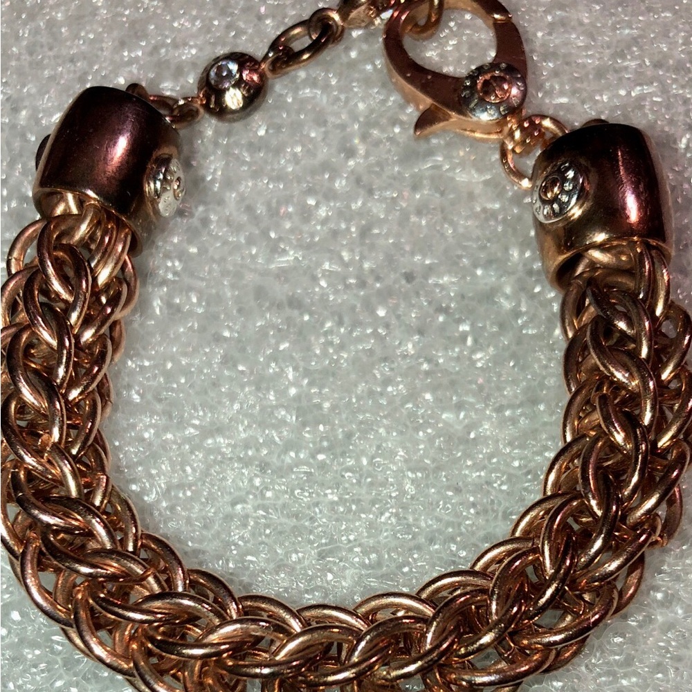 Vintage Henri Bendel Rose Gold Braided Chain Bracelet 7-9 inches